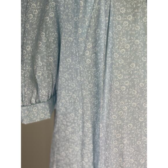 Vintage Lynn Blue Floral Lace Collar Moo Moo Dress - 20 - Picture 5 of 9